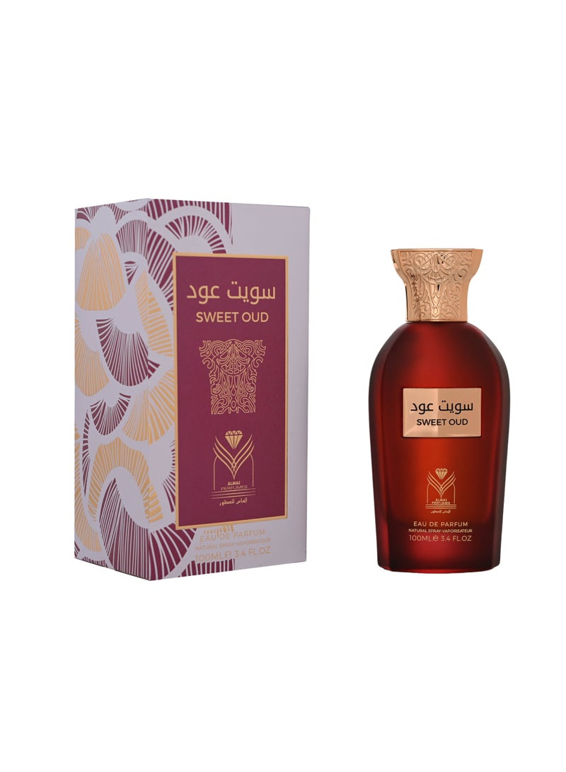 AL MAS Sweet Oud Eau De Parfum 100ml Luxury Unisex Oriental Gourmand Perfume Long Lasting Vanilla Musk Cinnamon Amber Citrus Fragrance Spray For Men Women Saudi Arabian Premium Scent - Image 1